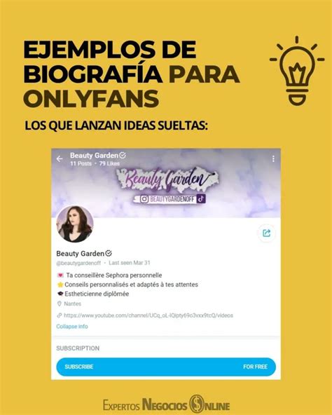 biografa para onlyfans ejemplos|10 ideas de biografías de Onlyfans que convierten